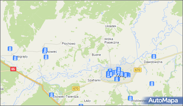 mapa Budne gmina Goniądz, Budne gmina Goniądz na mapie Targeo