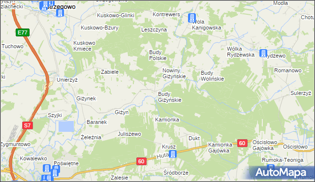 mapa Budy Giżyńskie, Budy Giżyńskie na mapie Targeo