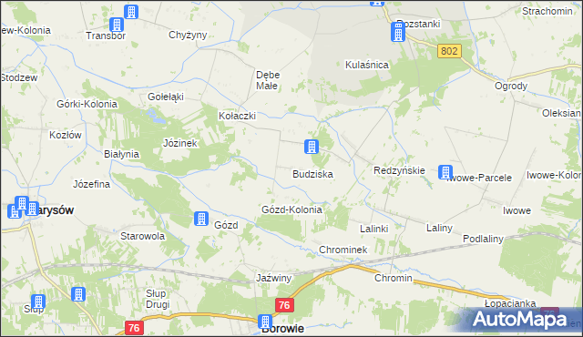 mapa Budziska gmina Latowicz, Budziska gmina Latowicz na mapie Targeo