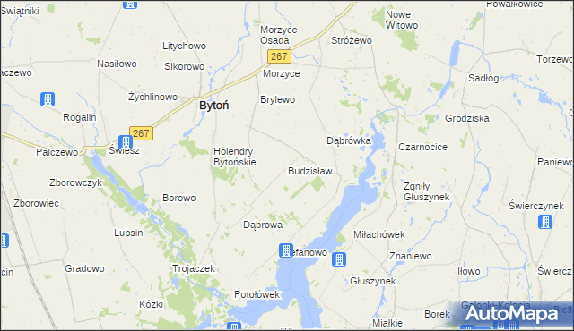 mapa Budzisław gmina Bytoń, Budzisław gmina Bytoń na mapie Targeo