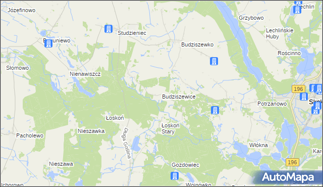 mapa Budziszewice gmina Skoki, Budziszewice gmina Skoki na mapie Targeo