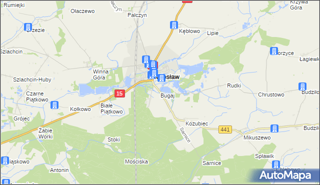 mapa Bugaj gmina Miłosław, Bugaj gmina Miłosław na mapie Targeo