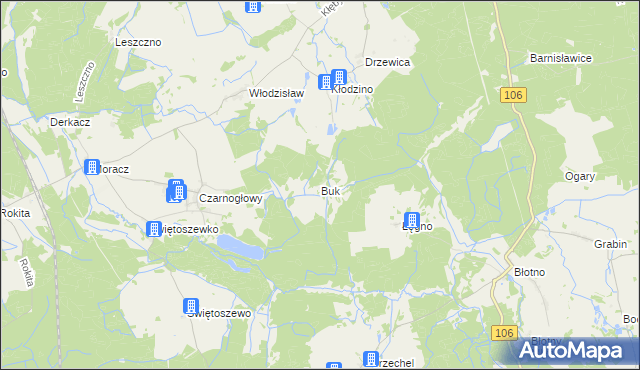 mapa Buk gmina Przybiernów, Buk gmina Przybiernów na mapie Targeo