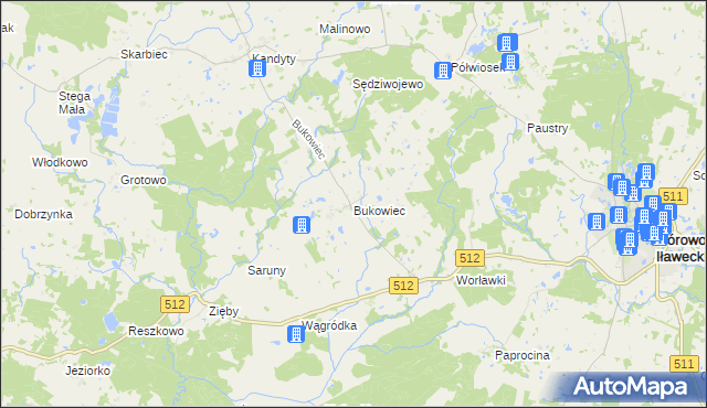 mapa Bukowiec gmina Górowo Iławeckie, Bukowiec gmina Górowo Iławeckie na mapie Targeo