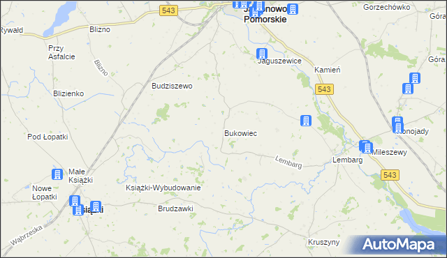 mapa Bukowiec gmina Jabłonowo Pomorskie, Bukowiec gmina Jabłonowo Pomorskie na mapie Targeo