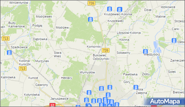 mapa Bukowiec Opoczyński, Bukowiec Opoczyński na mapie Targeo