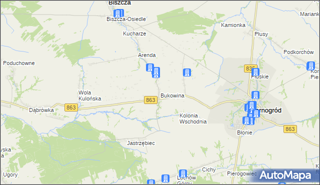 mapa Bukowina gmina Biszcza, Bukowina gmina Biszcza na mapie Targeo