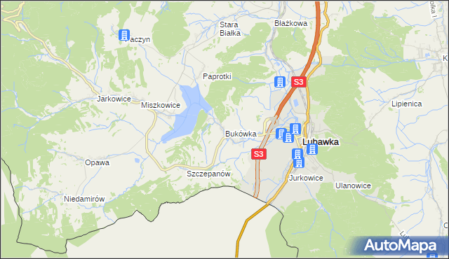 mapa Bukówka gmina Lubawka, Bukówka gmina Lubawka na mapie Targeo