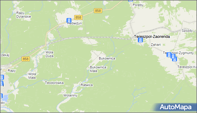 mapa Bukownica gmina Tereszpol, Bukownica gmina Tereszpol na mapie Targeo