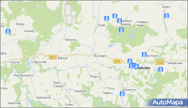 mapa Burdajny, Burdajny na mapie Targeo