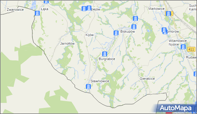 mapa Burgrabice, Burgrabice na mapie Targeo