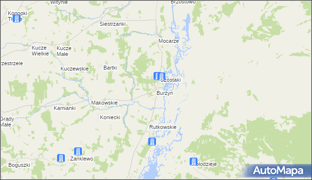 mapa Burzyn gmina Jedwabne, Burzyn gmina Jedwabne na mapie Targeo