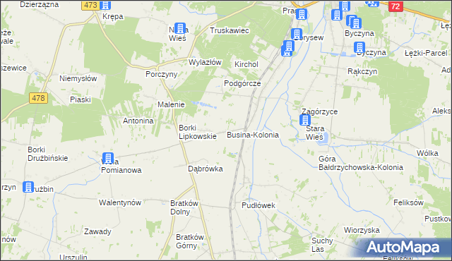 mapa Busina-Kolonia, Busina-Kolonia na mapie Targeo