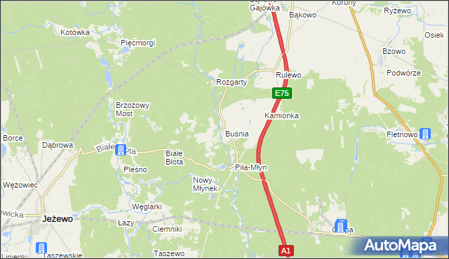 mapa Buśnia, Buśnia na mapie Targeo