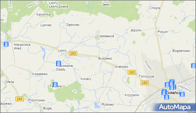 mapa Buszewo gmina Gołańcz, Buszewo gmina Gołańcz na mapie Targeo