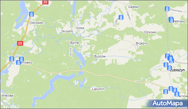 mapa Buszów gmina Lubiszyn, Buszów gmina Lubiszyn na mapie Targeo