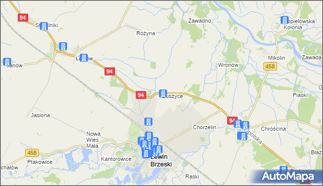 mapa Buszyce gmina Lewin Brzeski, Buszyce gmina Lewin Brzeski na mapie Targeo