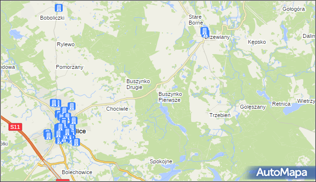 mapa Buszynko Pierwsze, Buszynko Pierwsze na mapie Targeo