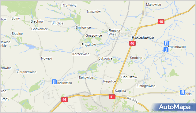 mapa Bykowice, Bykowice na mapie Targeo