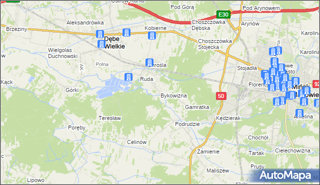 mapa Bykowizna, Bykowizna na mapie Targeo