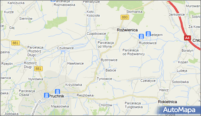 mapa Bystrowice, Bystrowice na mapie Targeo