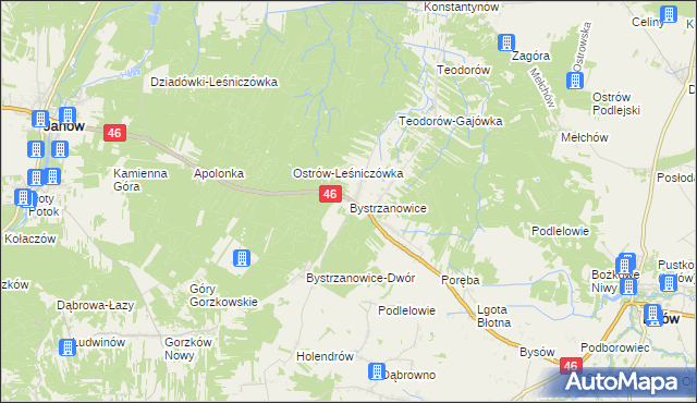 mapa Bystrzanowice, Bystrzanowice na mapie Targeo