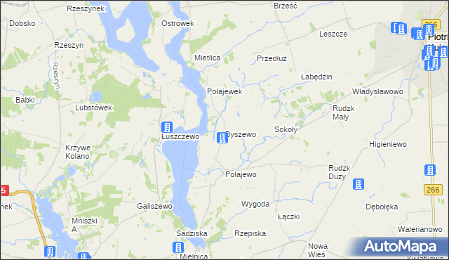 mapa Byszewo gmina Piotrków Kujawski, Byszewo gmina Piotrków Kujawski na mapie Targeo