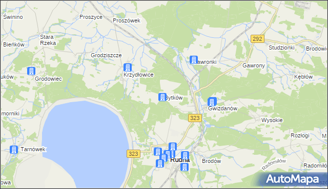 mapa Bytków gmina Rudna, Bytków gmina Rudna na mapie Targeo