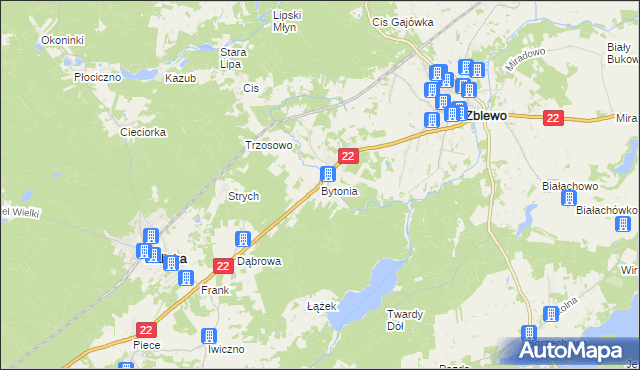 mapa Bytonia, Bytonia na mapie Targeo