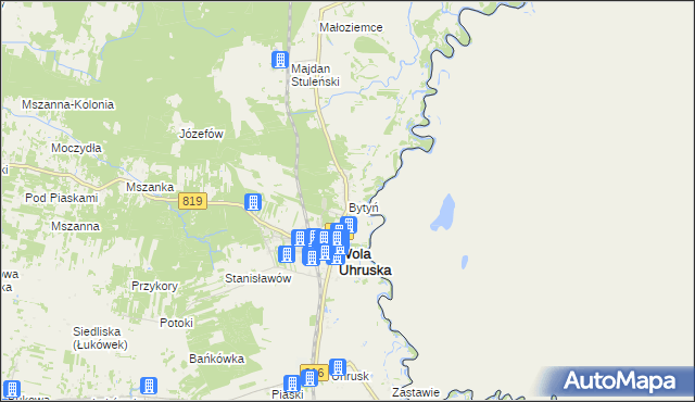 mapa Bytyń gmina Wola Uhruska, Bytyń gmina Wola Uhruska na mapie Targeo