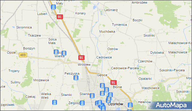 mapa Cedrowice, Cedrowice na mapie Targeo