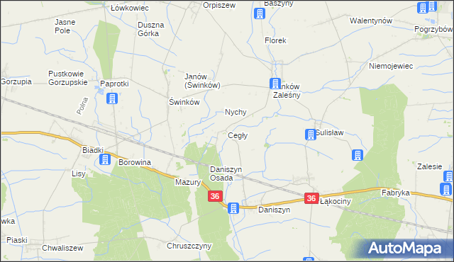 mapa Cegły, Cegły na mapie Targeo