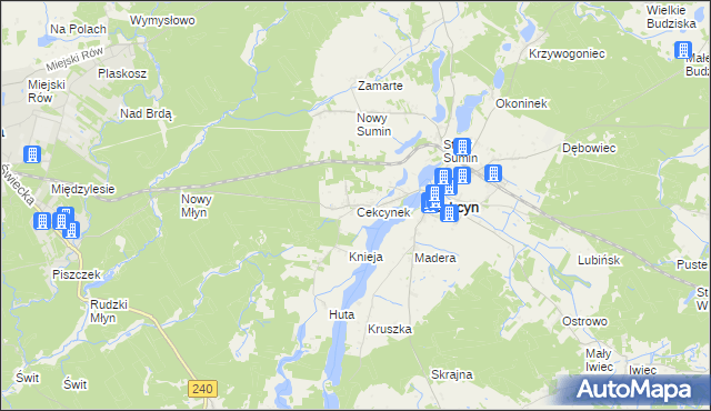 mapa Cekcynek, Cekcynek na mapie Targeo