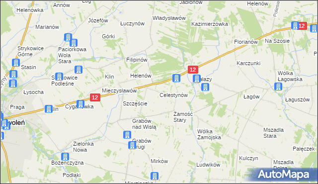 mapa Celestynów gmina Zwoleń, Celestynów gmina Zwoleń na mapie Targeo