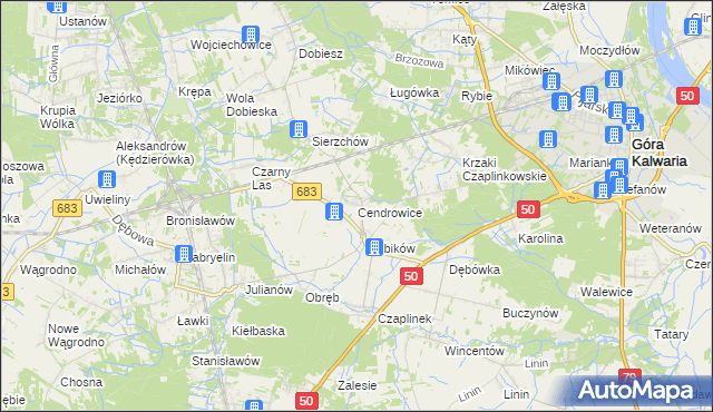 mapa Cendrowice, Cendrowice na mapie Targeo