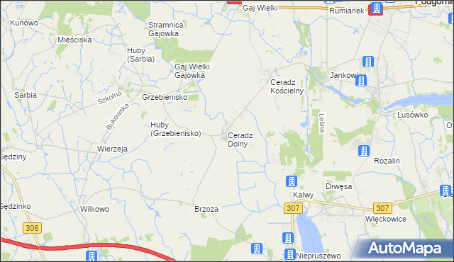 mapa Ceradz Dolny, Ceradz Dolny na mapie Targeo