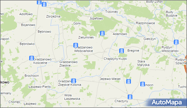 mapa Chądzyny-Krusze, Chądzyny-Krusze na mapie Targeo