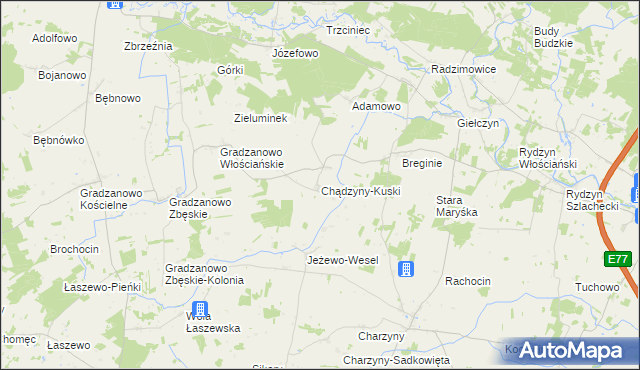 mapa Chądzyny-Kuski, Chądzyny-Kuski na mapie Targeo