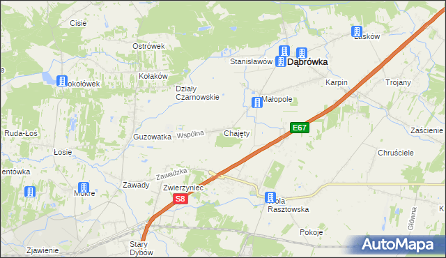mapa Chajęty, Chajęty na mapie Targeo
