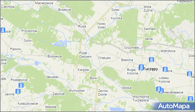 mapa Chałupki gmina Tuczępy, Chałupki gmina Tuczępy na mapie Targeo