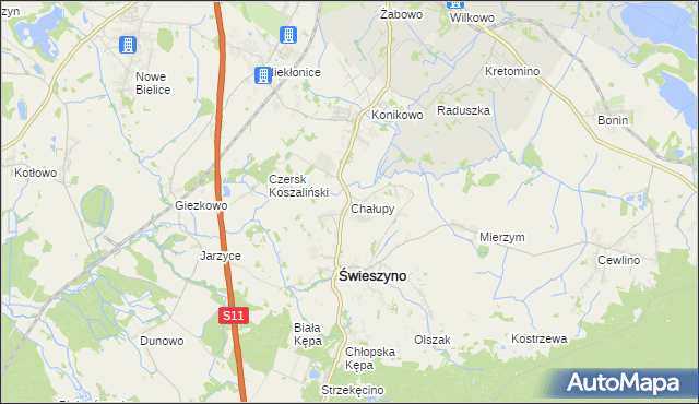 mapa Chałupy gmina Świeszyno, Chałupy gmina Świeszyno na mapie Targeo