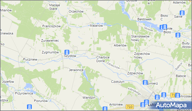 mapa Charbice Dolne, Charbice Dolne na mapie Targeo