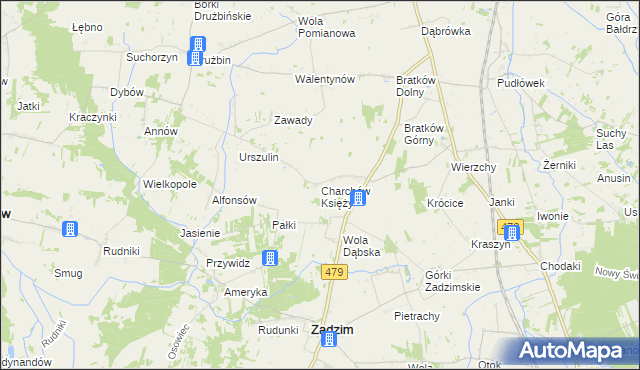 mapa Charchów Księży, Charchów Księży na mapie Targeo