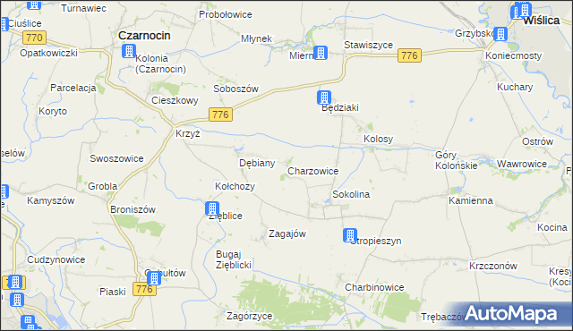 mapa Charzowice, Charzowice na mapie Targeo