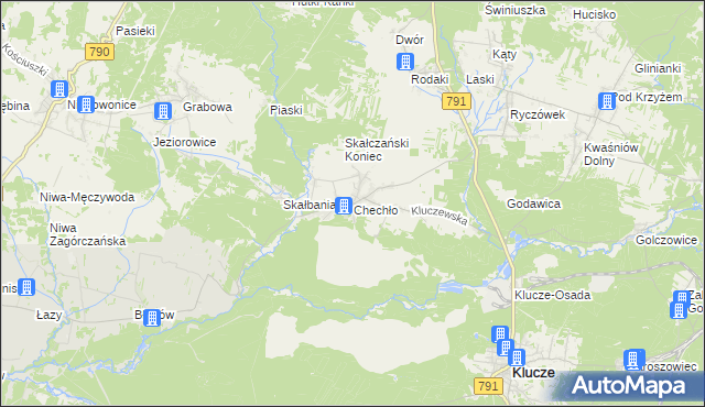 mapa Chechło gmina Klucze, Chechło gmina Klucze na mapie Targeo