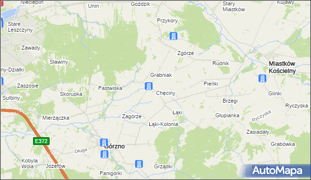 mapa Chęciny gmina Górzno, Chęciny gmina Górzno na mapie Targeo