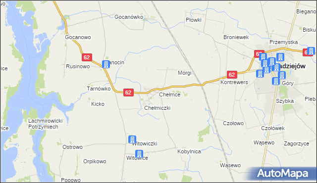 mapa Chełmce gmina Kruszwica, Chełmce gmina Kruszwica na mapie Targeo