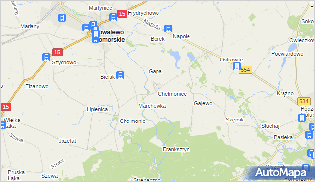 mapa Chełmoniec, Chełmoniec na mapie Targeo