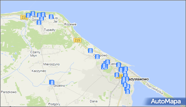 mapa Chłapowo gmina Władysławowo, Chłapowo gmina Władysławowo na mapie Targeo