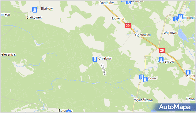 mapa Chlebów gmina Maszewo, Chlebów gmina Maszewo na mapie Targeo